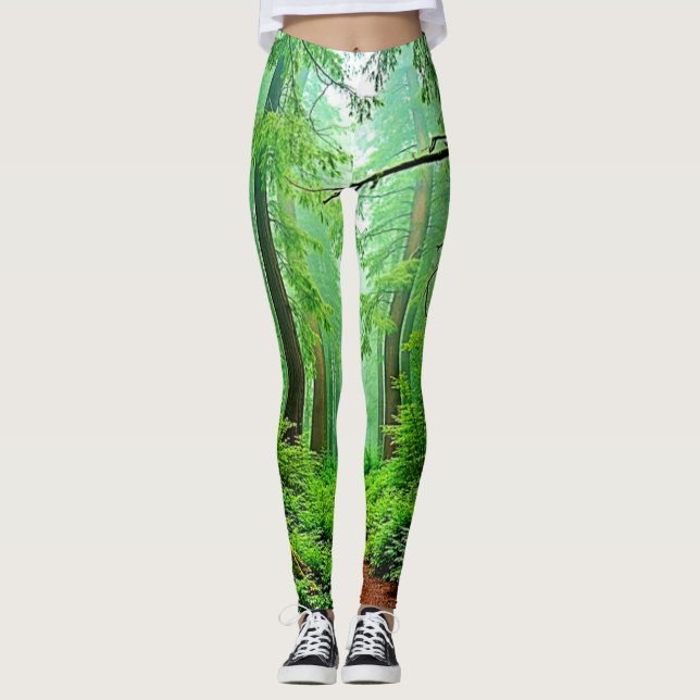 Redwood Forest Misty Tranquillity Design Leggings (Front)