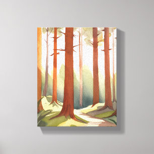 Redwood Forest Redwood National Park Watercolor Canvas Print