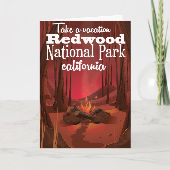 Redwood National Park, California travel poster Holiday Card (Front)
