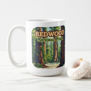 Redwood National Park California Tree Retro Coffee Mug