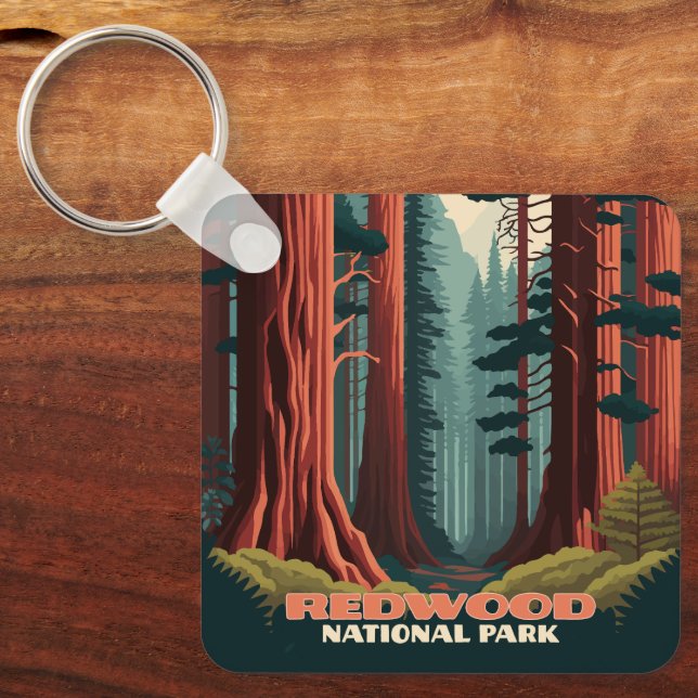 Redwood National Park California Trees Key Ring (Front)