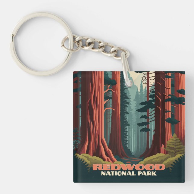 Redwood National Park California Trees Key Ring (Front)