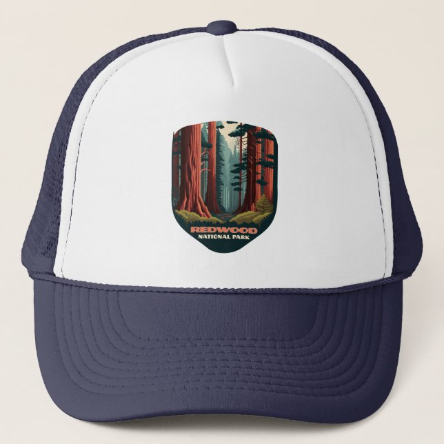Redwood National Park California Trees Trucker Hat (Front)
