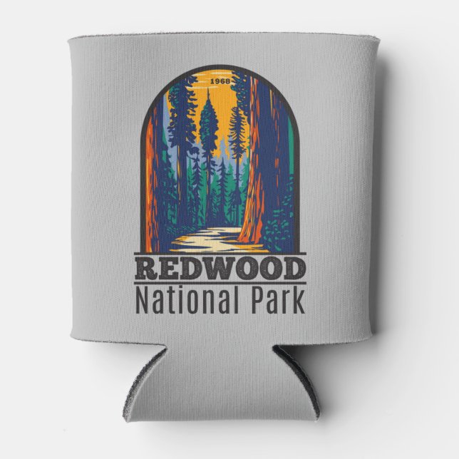 Redwood National Park California Vintage Can Cooler (Front)