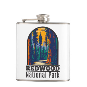 Redwood National Park California Vintage Hip Flask