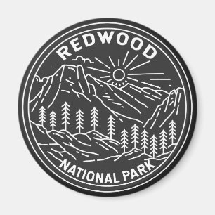 Redwood National Park California Vintage Monoline  Magnet