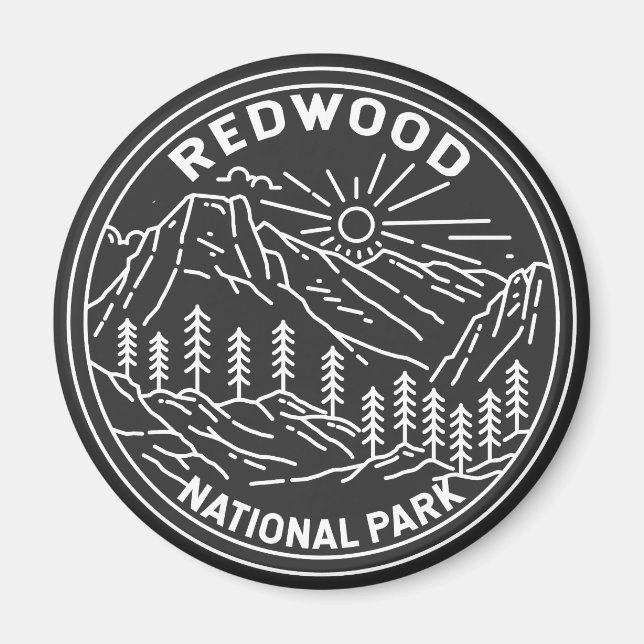 Redwood National Park California Vintage Monoline  Magnet (Front)