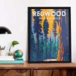 Redwood National Park California Vintage Poster<br><div class="desc">Redwood vector artwork design. The park protects vast prairies,  oak woodlands,  wild rivers,  and 40 miles of rugged coastline.</div>