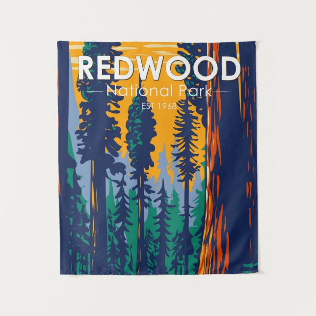 Redwood National Park California Vintage  Tapestry (Front)