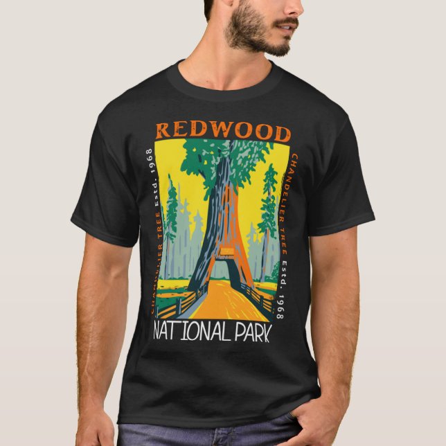 Redwood National Park Chandelier Tree Distressed V T-Shirt (Front)