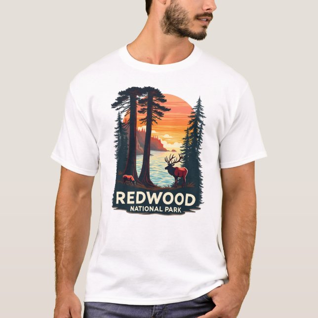 Redwood National Park - Deer Scenery T-Shirt (Front)