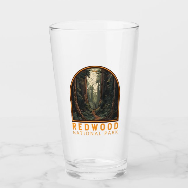Redwood National Park Illustration Trail Vintage Glass (Front)