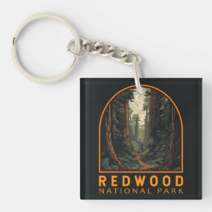 Redwood National Park Illustration Trail Vintage Key Ring