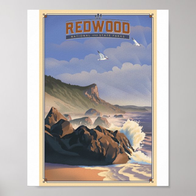 Redwood National Park Litho Artwork Poster (Front)