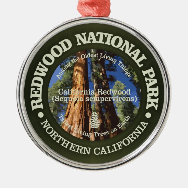 Redwood National Park Metal Tree Decoration (Front)