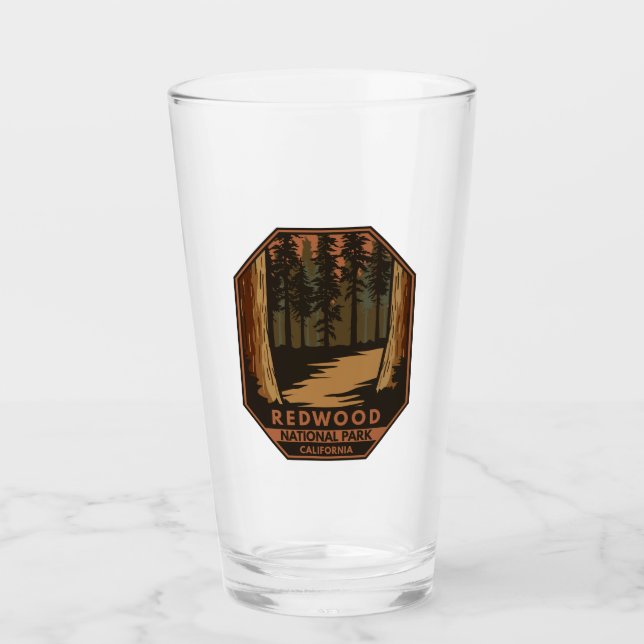 Redwood National Park Minimal Retro Emblem Glass (Front)