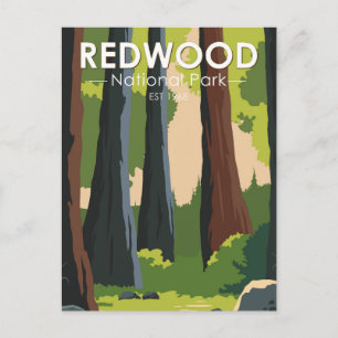 Redwood National Park Minimal Vintage Postcard