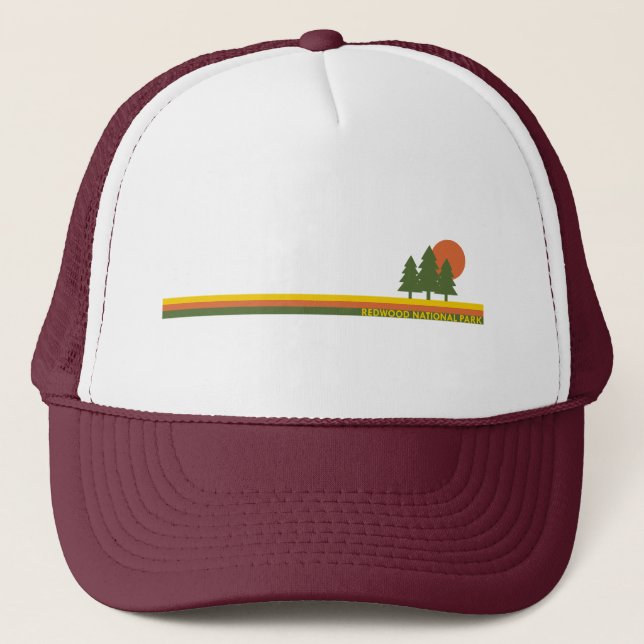Redwood National Park Pine Trees Sun Trucker Hat (Front)