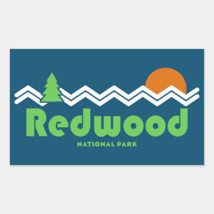 Redwood National Park Retro Rectangular Sticker