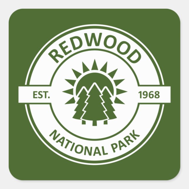 Redwood National Park Sun Trees Square Sticker (Front)