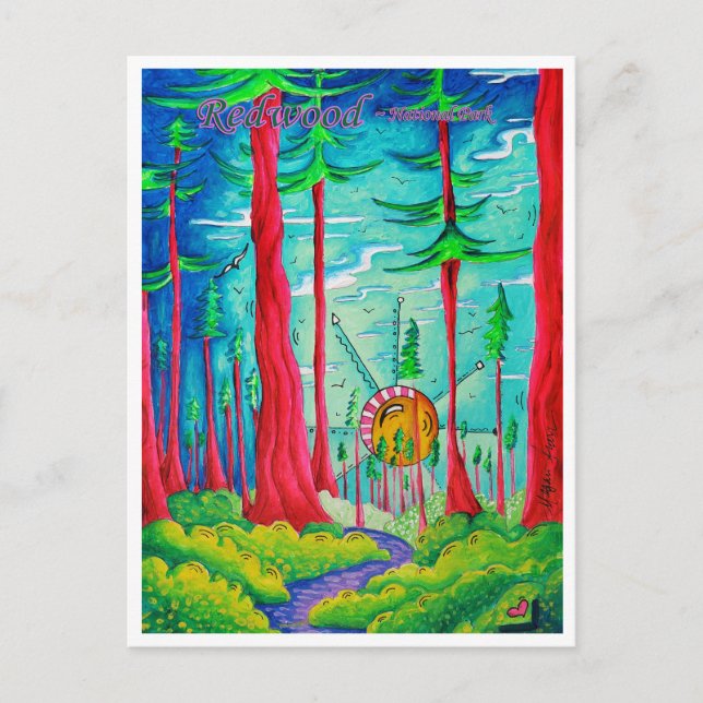 Redwood National Park Travel Art Postcard (Front)