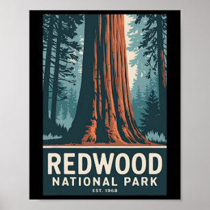 Redwood National Park Vintage Camping Hiking Men W Poster