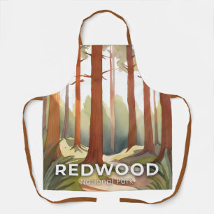Redwood National Park   Watercolor Travel Art Apron