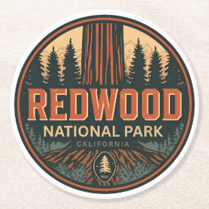 Redwood natioonal state park, Coastal California Round Paper Coaster