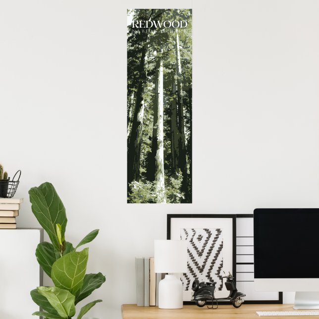 Redwood Print, National Park Poster, 12x36" Poster (Home Office)