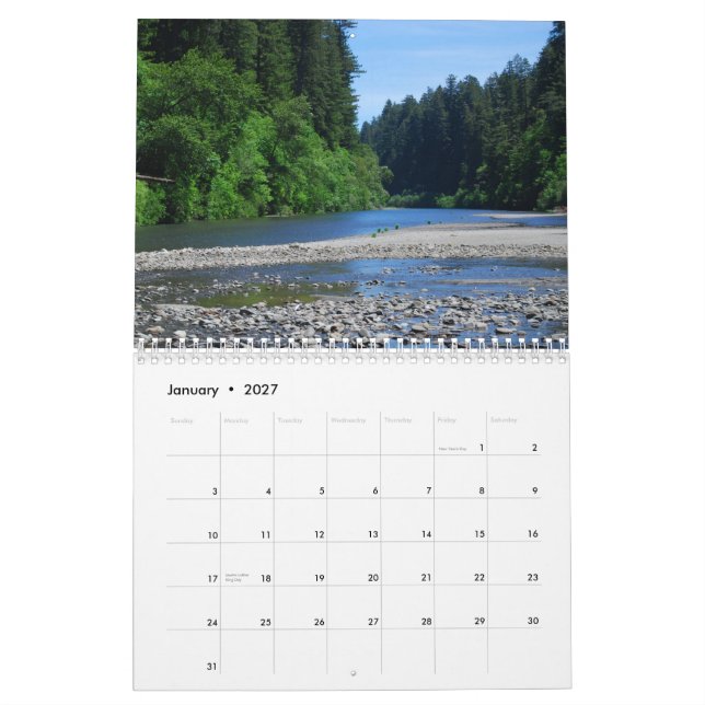 Redwood State Parks Calendar (Jan 2027)