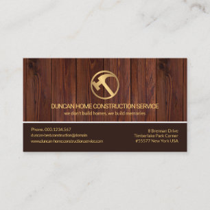 Redwood Timber Layers Hammer Handyman Carpenter Business Card