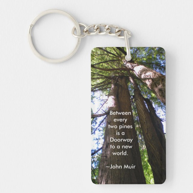 Redwood Trees with Muir Quote Key Ring (Front)