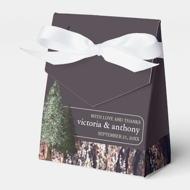 Redwoods & Bark, Rustic Wedding Favour Box (Front Side)