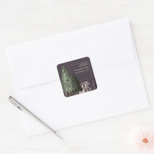 Redwoods & Bark, Rustic Wedding Thank You Square Sticker