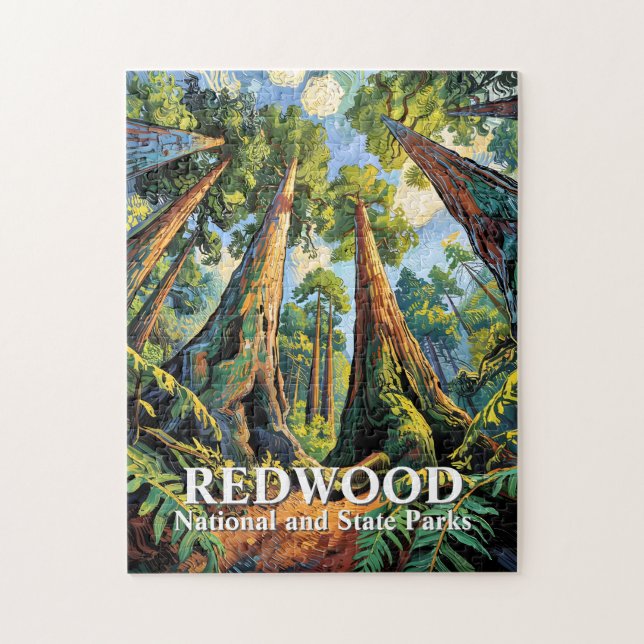 Redwoods National Park California Van Gogh Custom Jigsaw Puzzle (Vertical)