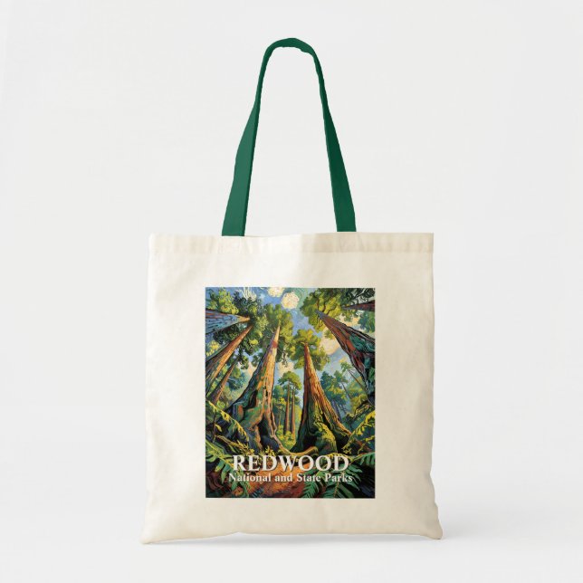 Redwoods National Park California Van Gogh Custom Tote Bag (Front)