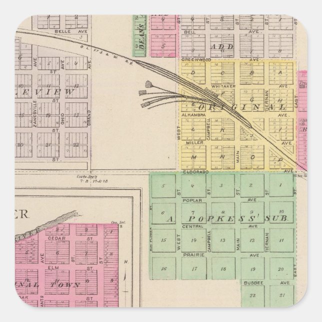 Reece, Fall River, Hamilton, and Climax, Kansas Square Sticker (Front)