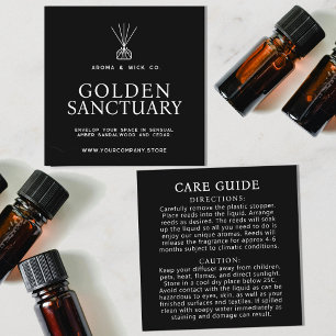 Reed diffuser care card black and white guide card