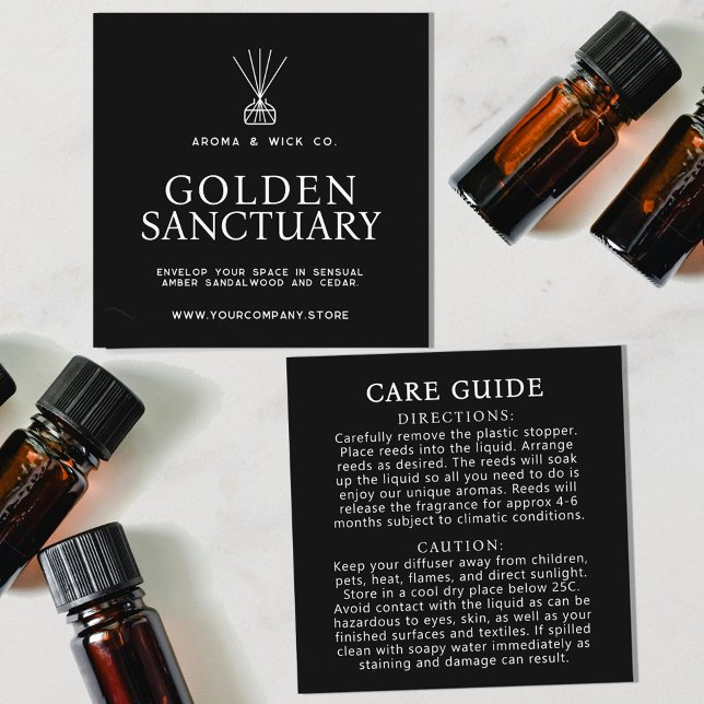Reed diffuser care card black and white guide card (Creator Uploaded)