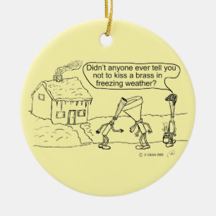 Reed Kissing Brass Ceramic Tree Decoration