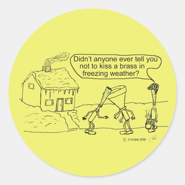 Reed Kissing Brass Classic Round Sticker (Front)