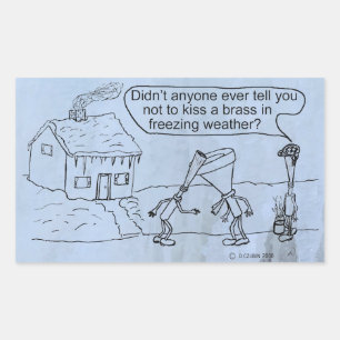 Reed Kissing Brass Rectangular Sticker