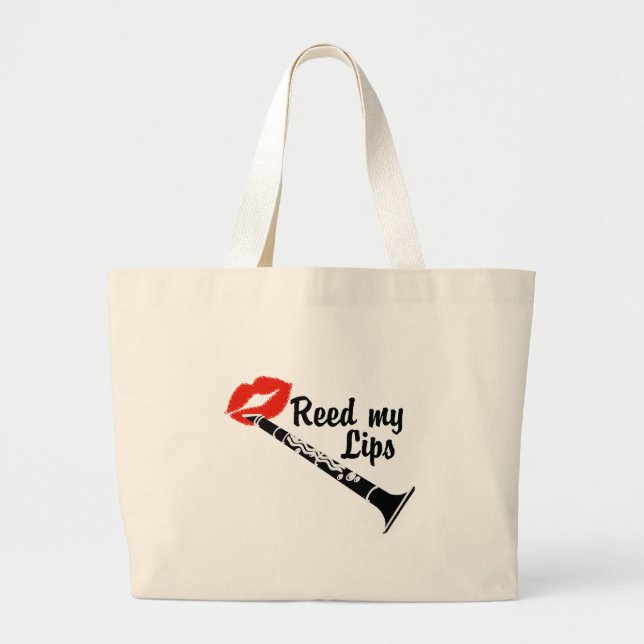 Reed My Lips Clarinet Large Tote Bag (Front)