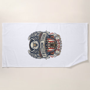 reedom Tour 2026 Vintage Eagle Motorcycle Beach Towel