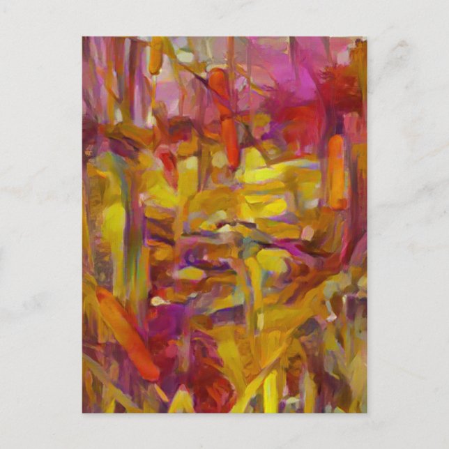 reeds in nature vibrant colours A.I.  Postcard (Front)