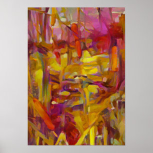reeds in nature vibrant colours A.I. Poster