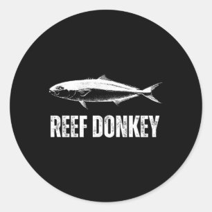 Reef Donkey Shirt Amberjack Offshore Fishing Funny Classic Round Sticker