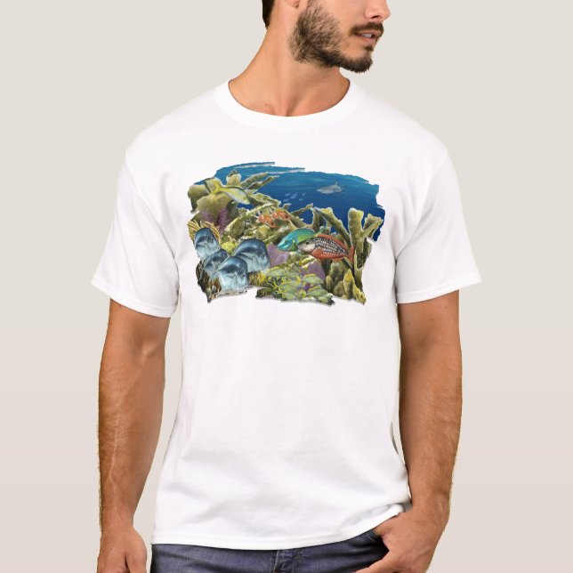 Reef Fish Over Elkhorn Coral T-shirt (Front)