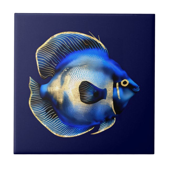Reef Gold blue hippo tang fish decorative wall Tile (Front)