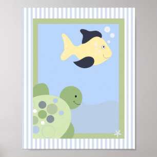 REEF TURTLE FISH 8x10 BABY NURSERY ROOM PRINT